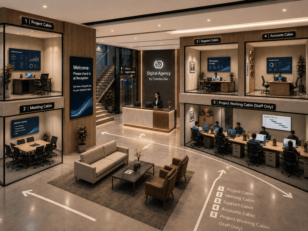 Digital Agency waiting hall and cabins
